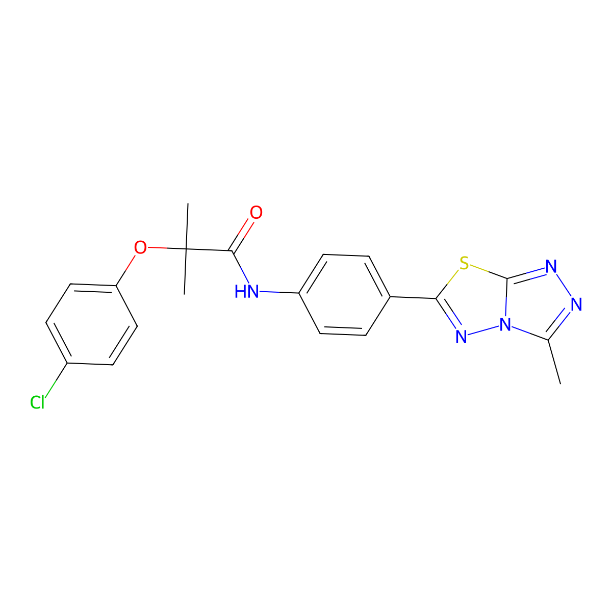 2-(4-chlorophenoxy)-2-methyl-N-[4-(3-methyl[1,2,4]triazolo[3,4-b][1,3,4]thiadiazol-6-yl)phenyl]propanamide molecular structure, CAS 838812-13-8