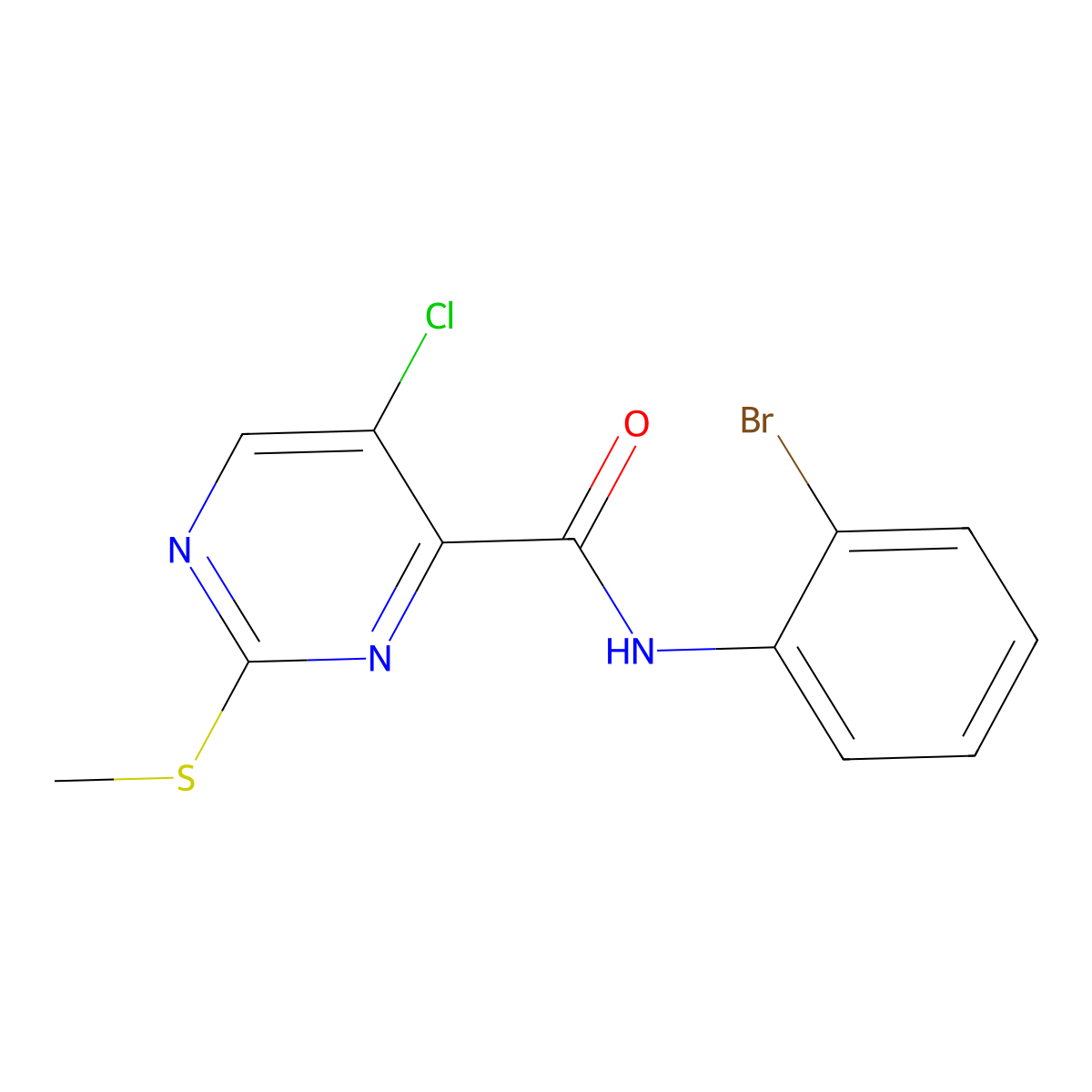 N-(2-bromophenyl)-5-chloro-2-(methylsulfanyl)pyrimidine-4-carboxamide molecular structure, CAS 838812-43-4
