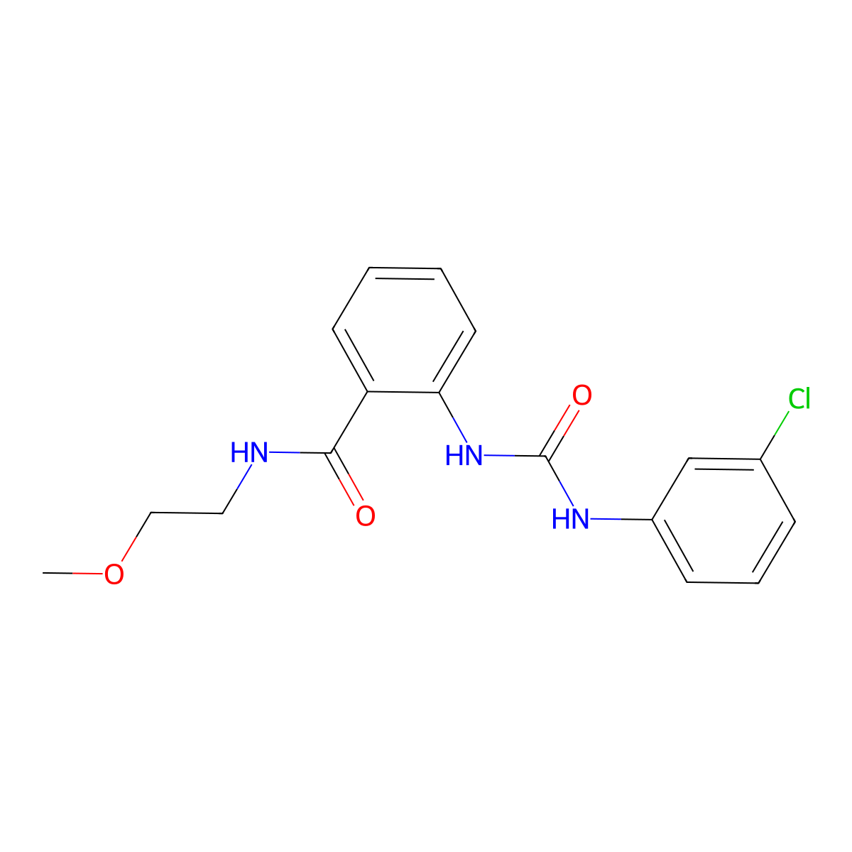 2-[(3-chlorophenyl)carbamoylamino]-N-(2-methoxyethyl)benzamide molecular structure, CAS 838812-45-6