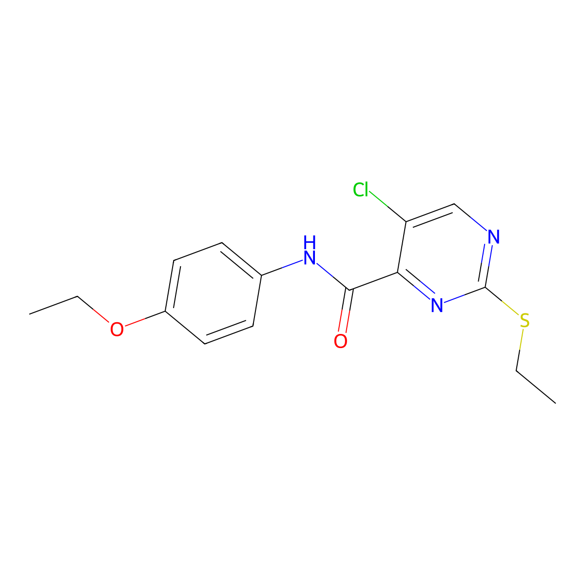 5-chloro-N-(4-ethoxyphenyl)-2-(ethylthio)pyrimidine-4-carboxamide molecular structure, CAS 838812-54-7