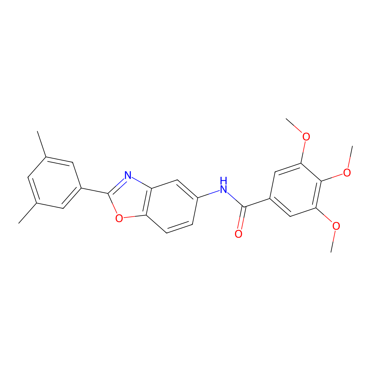 N-[2-(3,5-dimethylphenyl)-1,3-benzoxazol-5-yl]-3,4,5-trimethoxybenzamide molecular structure, CAS 838812-79-6