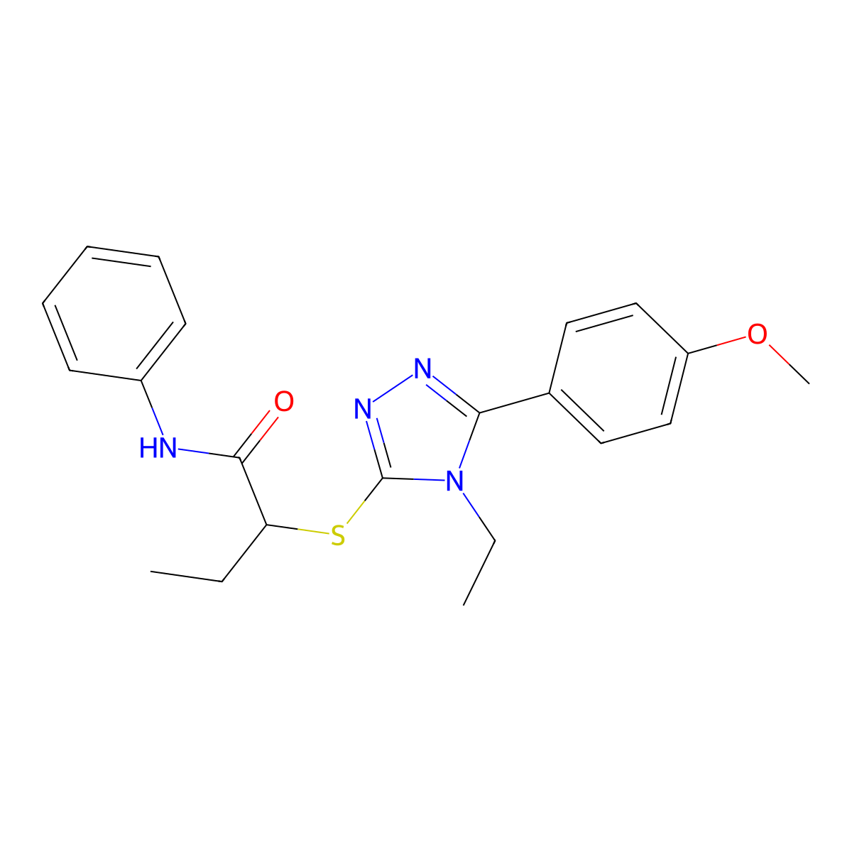 2-[[4-ethyl-5-(4-methoxyphenyl)-1,2,4-triazol-3-yl]sulfanyl]-N-phenylbutanamide molecular structure, CAS 838813-16-4
