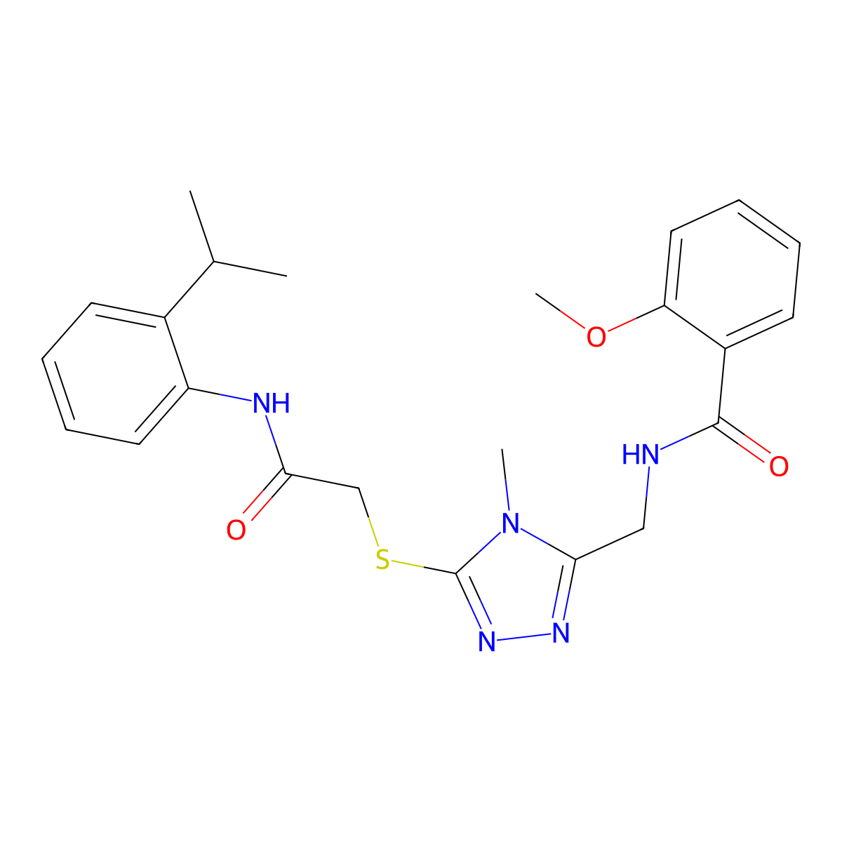 2-methoxy-N-[[4-methyl-5-[2-oxo-2-(2-propan-2-ylanilino)ethyl]sulfanyl-1,2,4-triazol-3-yl]methyl]benzamide molecular structure, CAS 838813-26-6