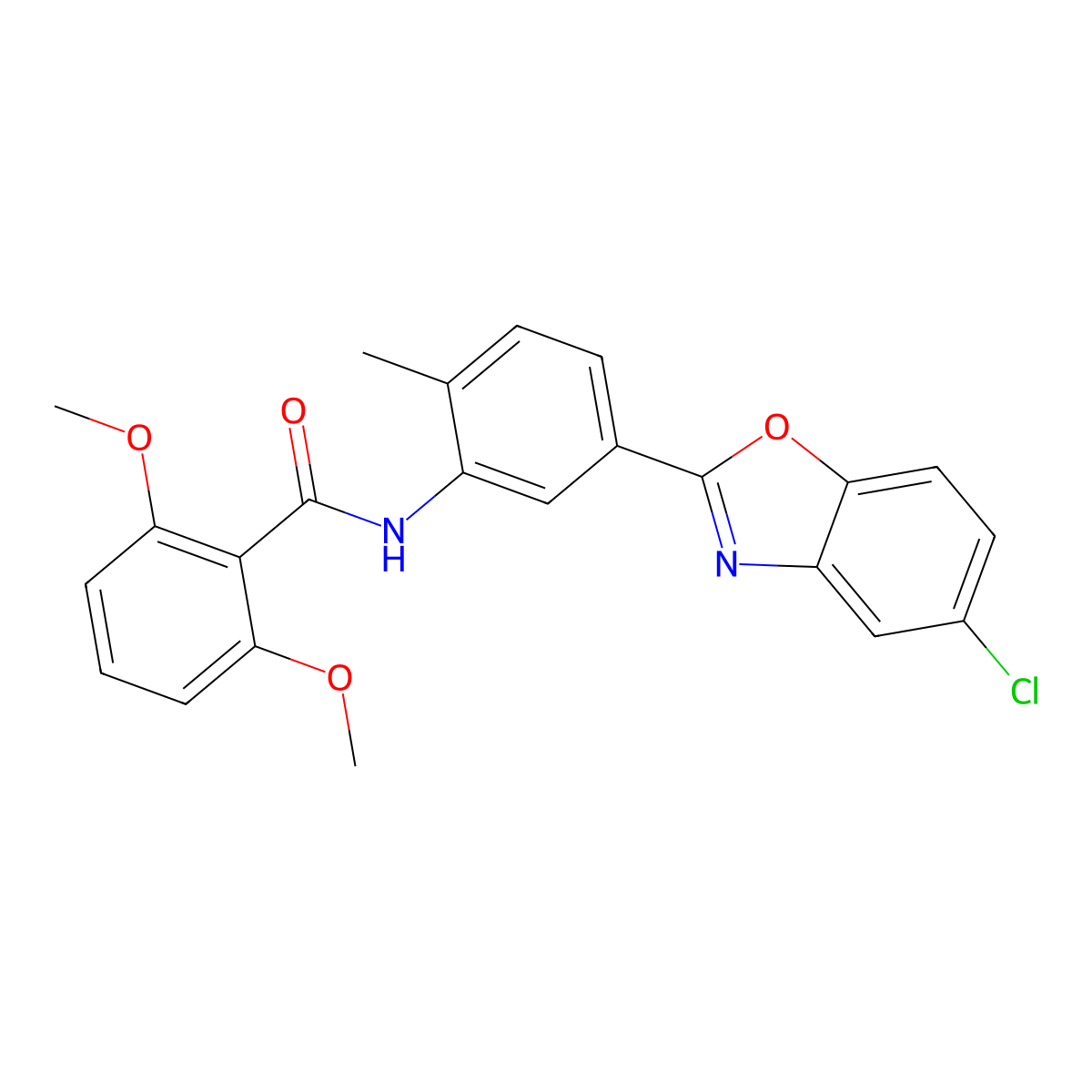 N-[5-(5-chloro-1,3-benzoxazol-2-yl)-2-methylphenyl]-2,6-dimethoxybenzamide molecular structure, CAS 838813-27-7