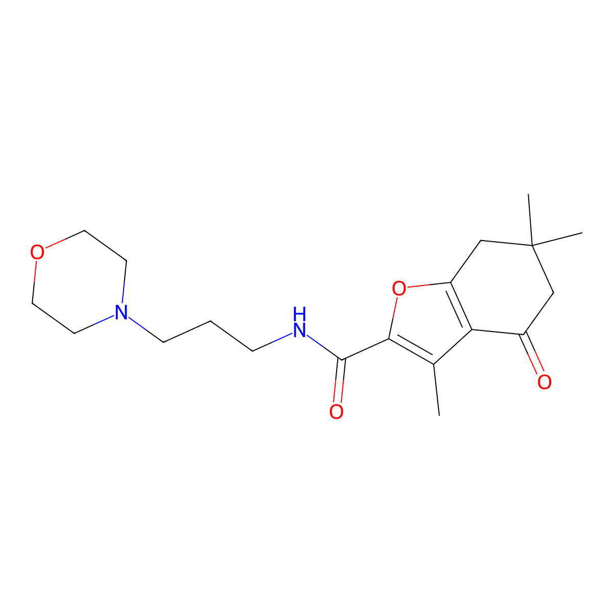 3,6,6-trimethyl-N-[3-(morpholin-4-yl)propyl]-4-oxo-4,5,6,7-tetrahydro-1-benzofuran-2-carboxamide molecular structure, CAS 838813-33-5