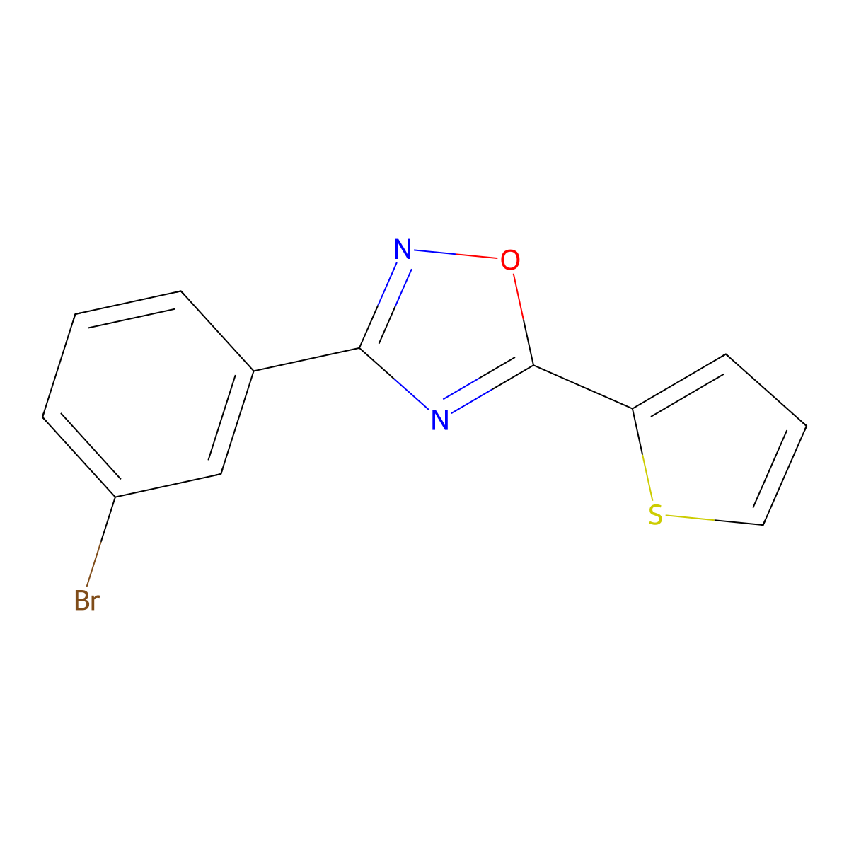 3-(3-Bromophenyl)-5-(thiophen-2-yl)-1,2,4-oxadiazole molecular structure, CAS 838813-59-5