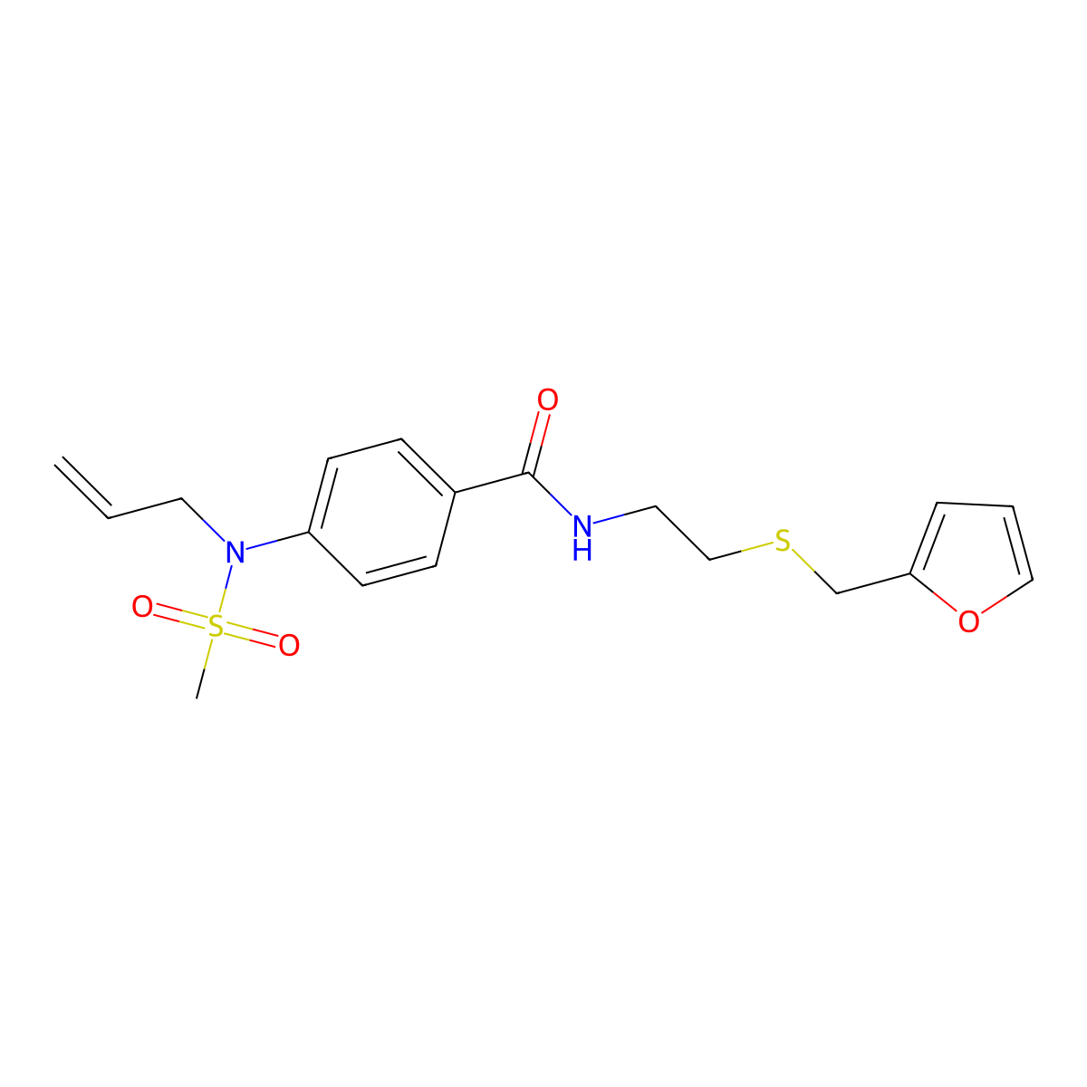 N-[2-(furan-2-ylmethylsulfanyl)ethyl]-4-[methylsulfonyl(prop-2-enyl)amino]benzamide molecular structure, CAS 838813-62-0