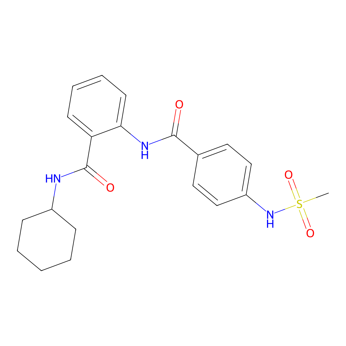 N-cyclohexyl-2-[[4-(methanesulfonamido)benzoyl]amino]benzamide molecular structure, CAS 838813-72-2
