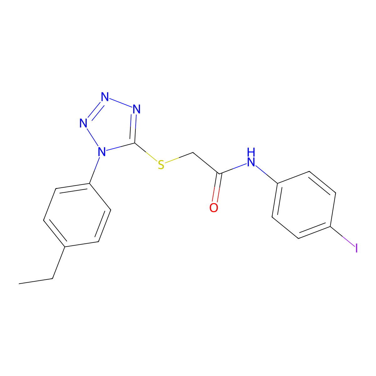 2-[1-(4-ethylphenyl)tetrazol-5-yl]sulfanyl-N-(4-iodophenyl)acetamide molecular structure, CAS 838814-10-1
