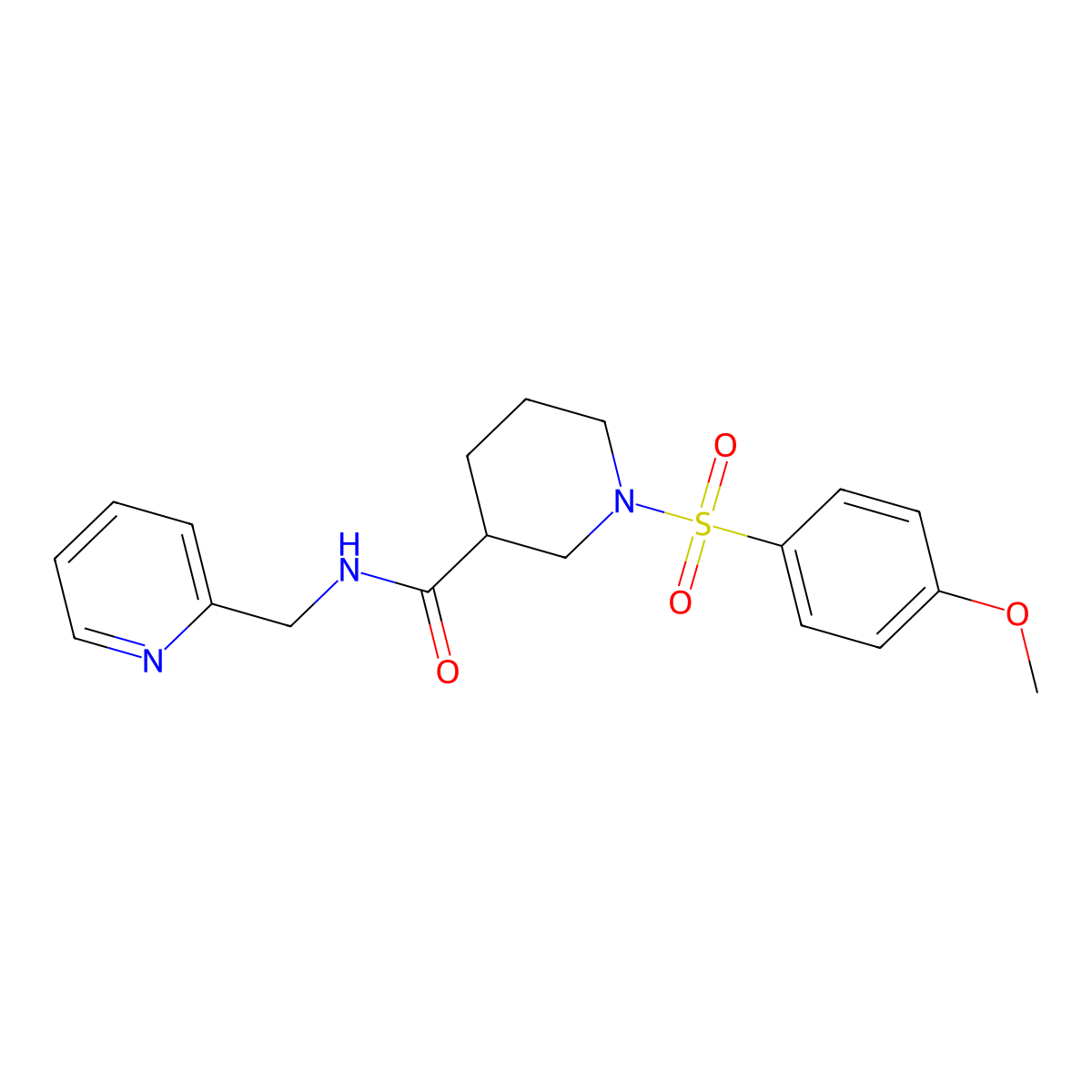 1-(4-methoxyphenyl)sulfonyl-N-(pyridin-2-ylmethyl)piperidine-3-carboxamide molecular structure, CAS 838814-31-6