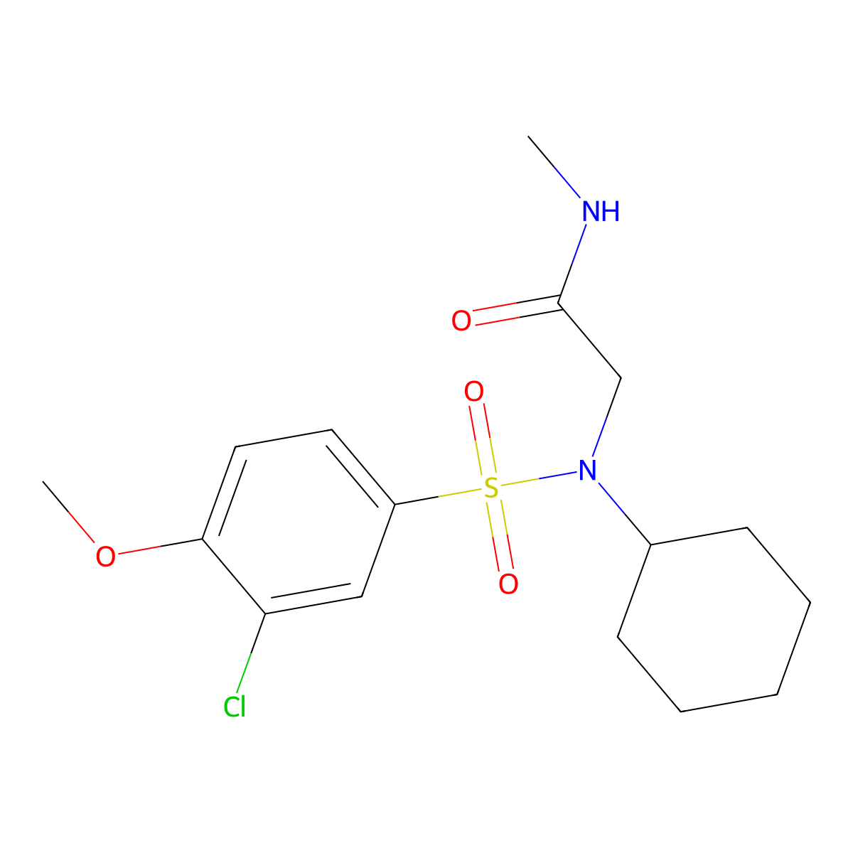 2-[(3-chloro-4-methoxyphenyl)sulfonyl-cyclohexylamino]-N-methylacetamide molecular structure, CAS 838814-53-2
