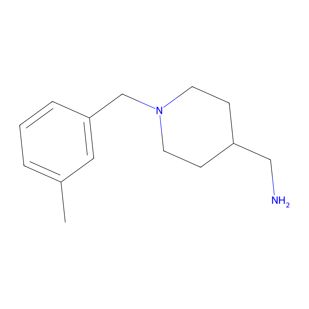{1-[(3-Methylphenyl)methyl]piperidin-4-yl}methanamine molecular structure, CAS 838814-74-7