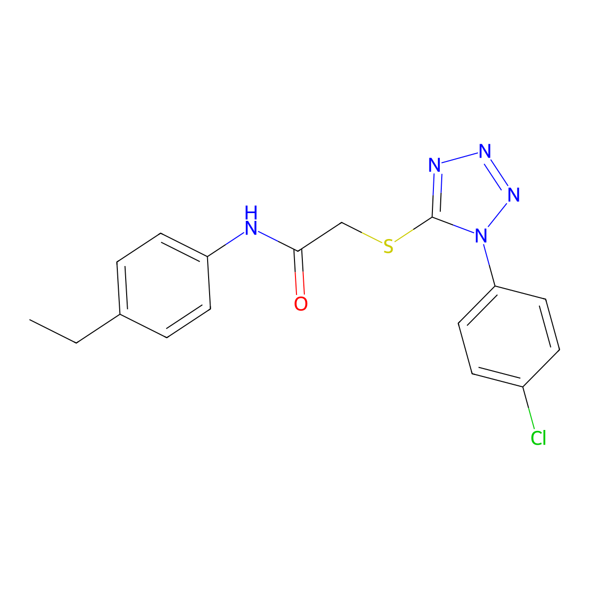 2-[1-(4-chlorophenyl)tetrazol-5-yl]sulfanyl-N-(4-ethylphenyl)acetamide molecular structure, CAS 838814-96-3