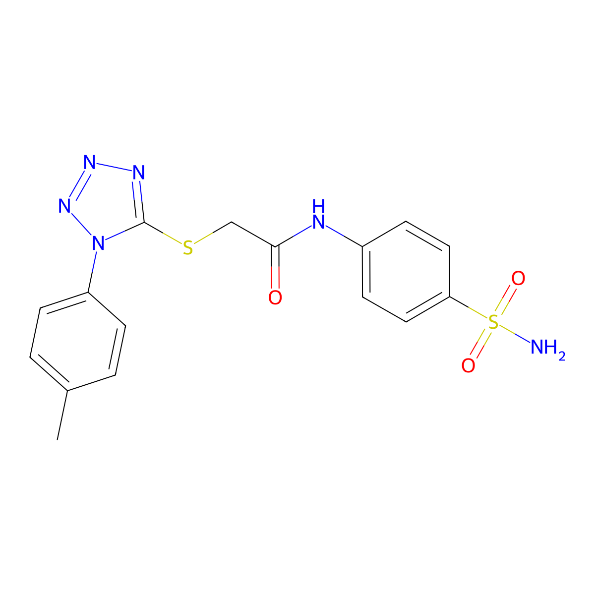 2-[1-(4-methylphenyl)tetrazol-5-yl]sulfanyl-N-(4-sulfamoylphenyl)acetamide molecular structure, CAS 838814-99-6