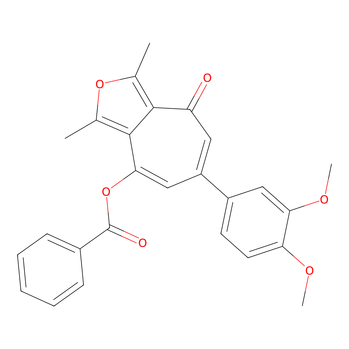 6-(3,4-dimethoxyphenyl)-1,3-dimethyl-4-oxo-4H-cyclohepta[c]furan-8-yl benzoate molecular structure, CAS 838815-02-4