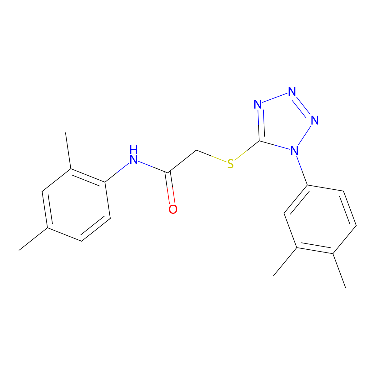N-(2,4-dimethylphenyl)-2-[1-(3,4-dimethylphenyl)tetrazol-5-yl]sulfanylacetamide molecular structure, CAS 838815-05-7