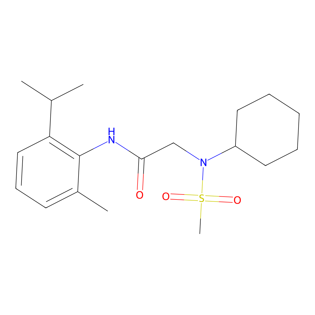 2-[cyclohexyl(methylsulfonyl)amino]-N-(2-methyl-6-propan-2-ylphenyl)acetamide molecular structure, CAS 838815-12-6