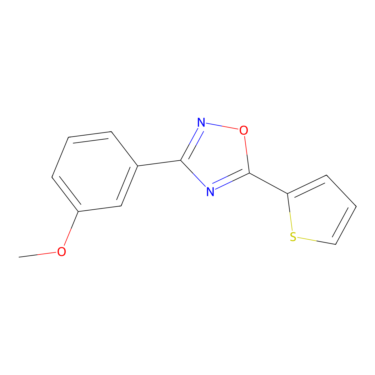 3-(3-Methoxyphenyl)-5-(thiophen-2-yl)-1,2,4-oxadiazole molecular structure, CAS 838815-18-2