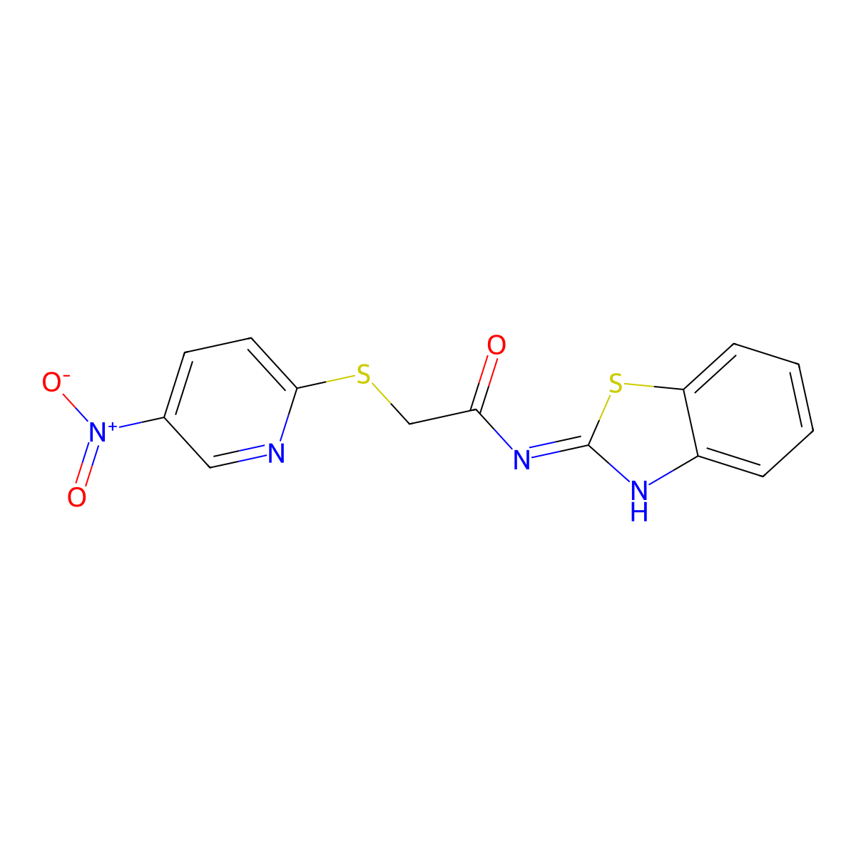 N-(1,3-benzothiazol-2-yl)-2-(5-nitropyridin-2-yl)sulfanylacetamide molecular structure, CAS 838815-48-8