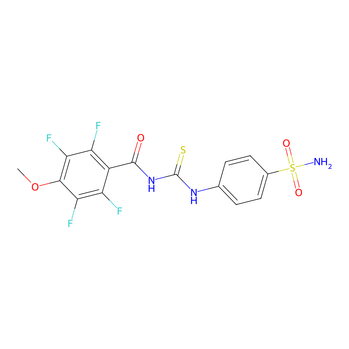 2,3,5,6-tetrafluoro-4-methoxy-N-[(4-sulfamoylphenyl)carbamothioyl]benzamide molecular structure, CAS 838815-61-5