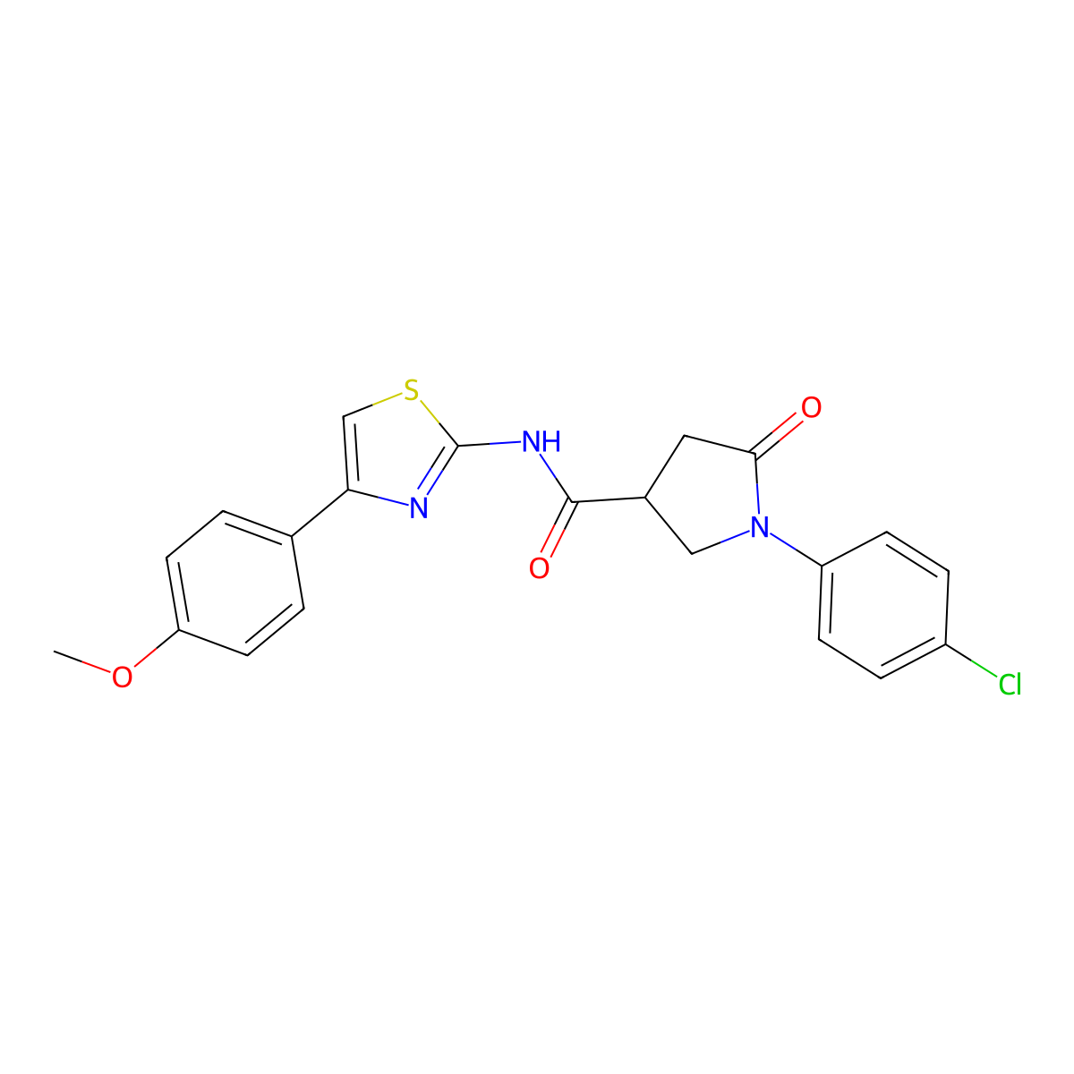 1-(4-chlorophenyl)-N-[4-(4-methoxyphenyl)-1,3-thiazol-2-yl]-5-oxopyrrolidine-3-carboxamide molecular structure, CAS 838815-68-2