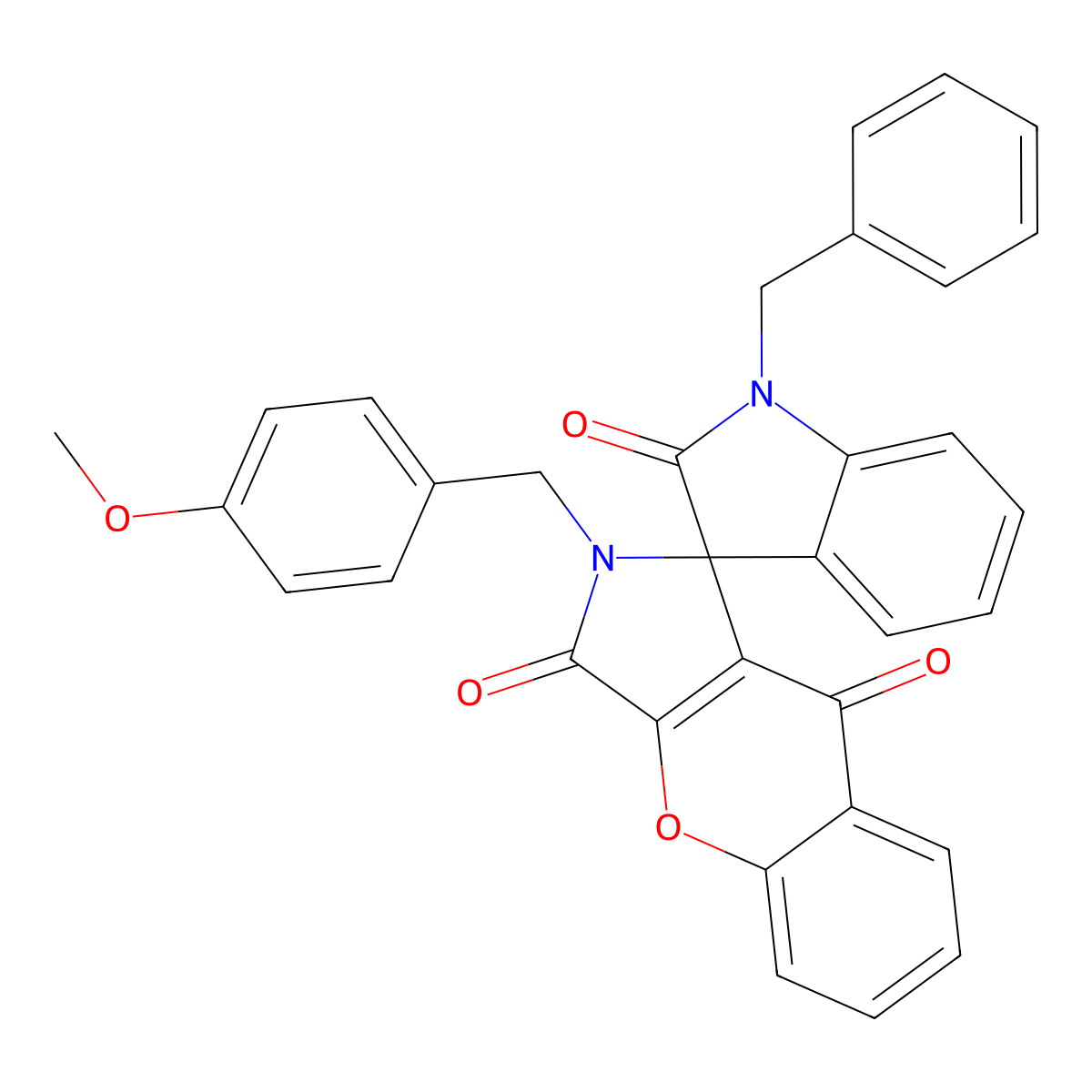 1'-Benzyl-2-[(4-methoxyphenyl)methyl]spiro[chromeno[2,3-c]pyrrole-1,3'-indole]-2',3,9-trione molecular structure, CAS 838816-23-2