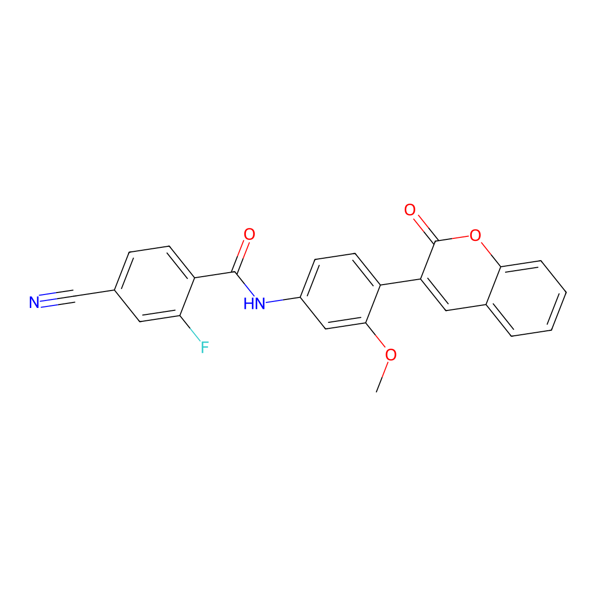 4-cyano-2-fluoro-N-[3-methoxy-4-(2-oxochromen-3-yl)phenyl]benzamide molecular structure, CAS 838816-43-6