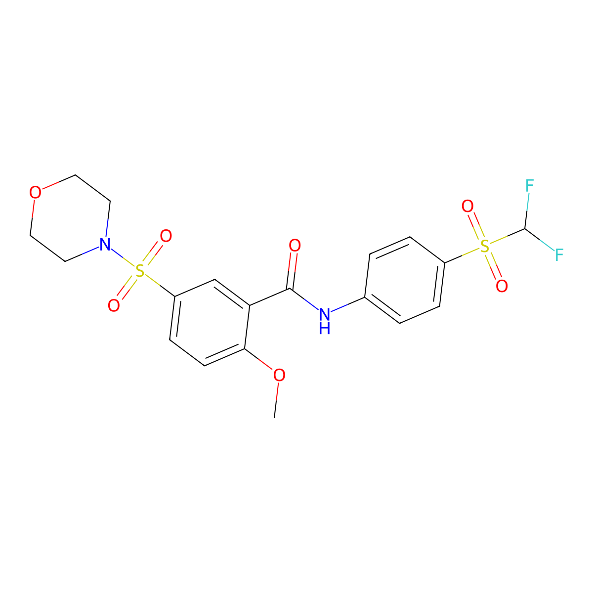 N-[4-(difluoromethylsulfonyl)phenyl]-2-methoxy-5-morpholin-4-ylsulfonylbenzamide molecular structure, CAS 838816-59-4
