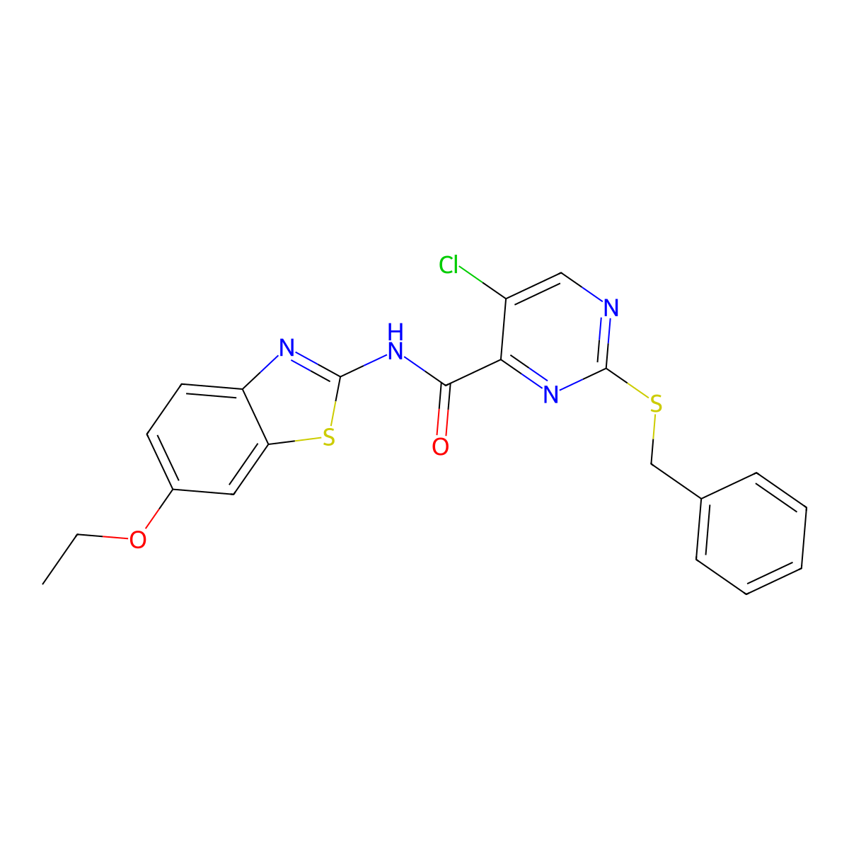 2-benzylsulfanyl-5-chloro-N-(6-ethoxy-1,3-benzothiazol-2-yl)pyrimidine-4-carboxamide molecular structure, CAS 838816-64-1