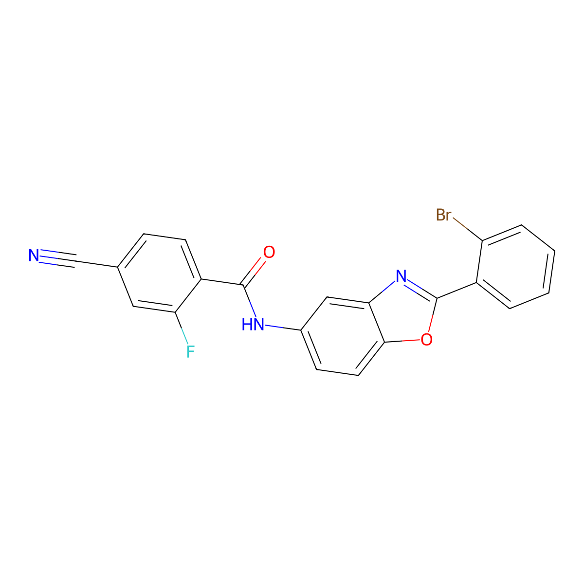 N-[2-(2-bromophenyl)-1,3-benzoxazol-5-yl]-4-cyano-2-fluorobenzamide molecular structure, CAS 838816-76-5