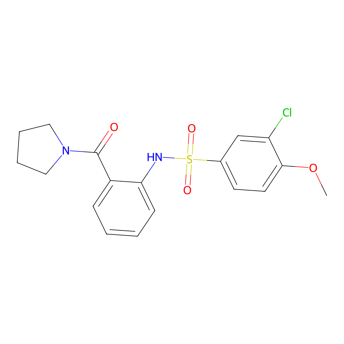 3-chloro-4-methoxy-N-[2-(pyrrolidine-1-carbonyl)phenyl]benzenesulfonamide molecular structure, CAS 838816-80-1