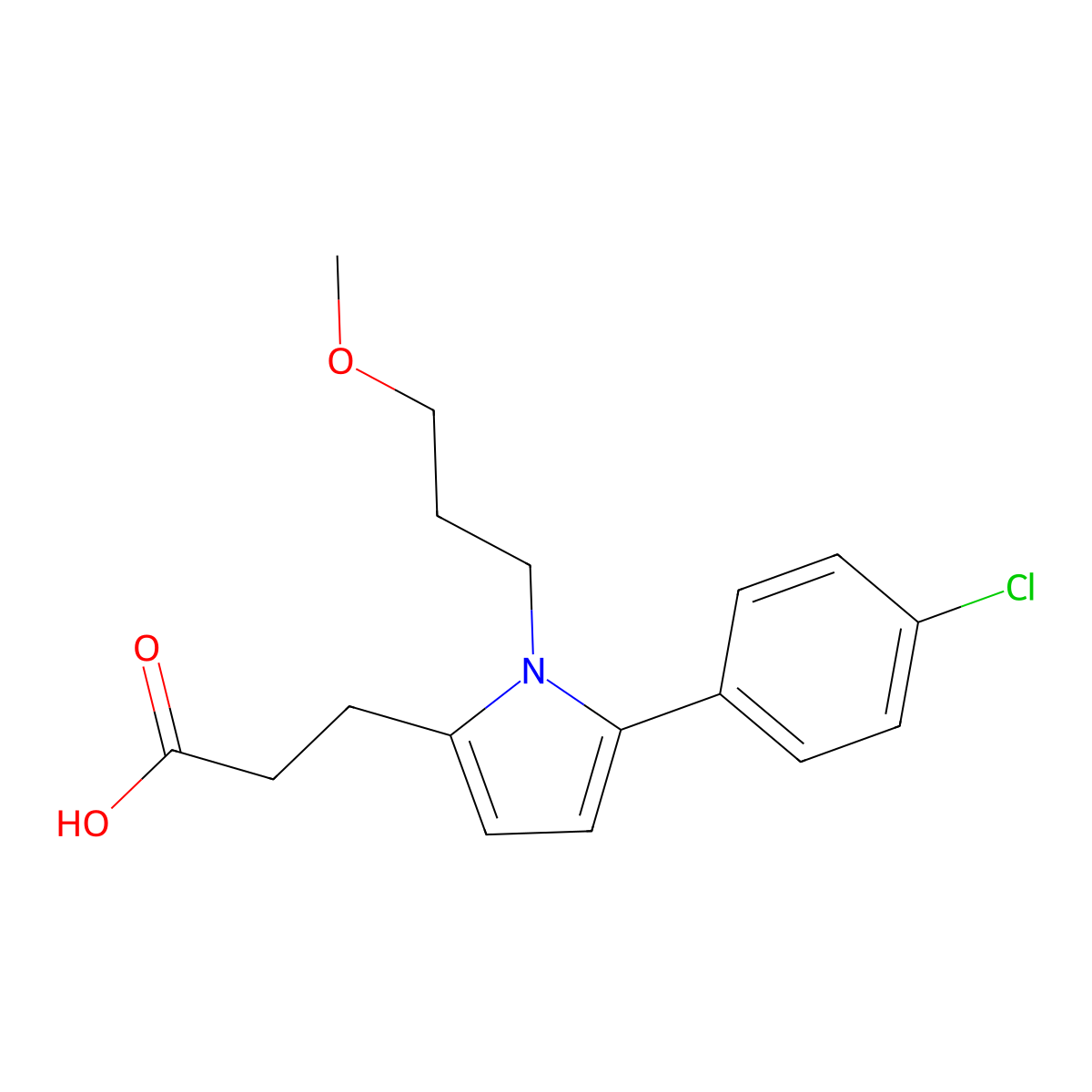 3-[5-(4-chlorophenyl)-1-(3-methoxypropyl)-1H-pyrrol-2-yl]propanoic acid molecular structure, CAS 838816-95-8