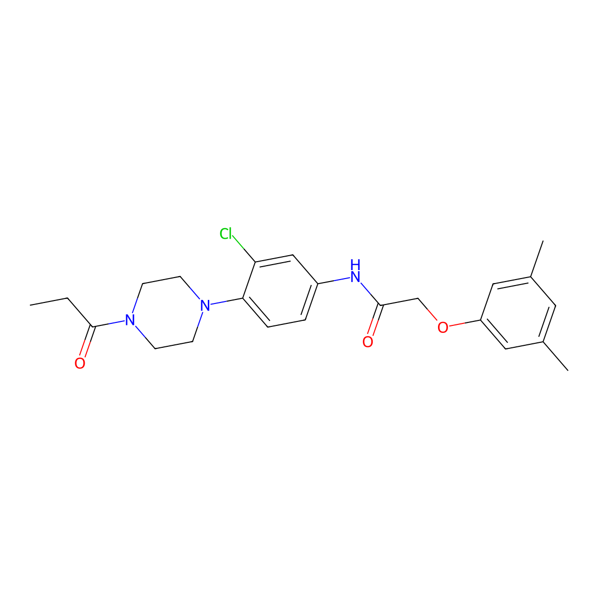 N-[3-chloro-4-(4-propanoylpiperazin-1-yl)phenyl]-2-(3,5-dimethylphenoxy)acetamide molecular structure, CAS 838817-03-1
