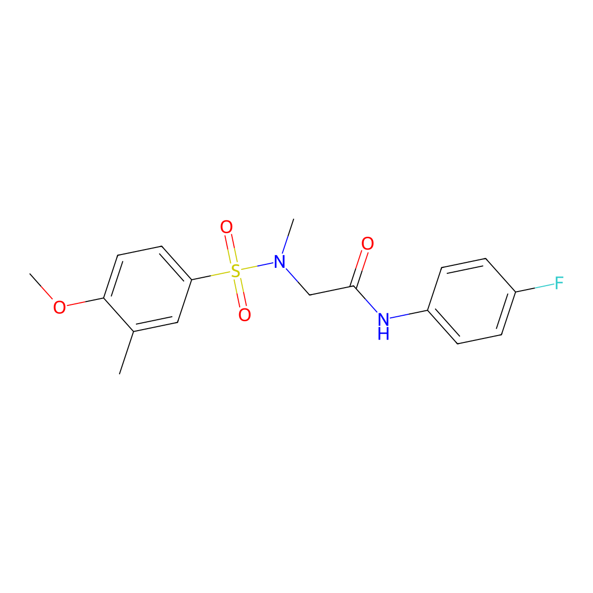 N-(4-fluorophenyl)-2-[(4-methoxy-3-methylphenyl)sulfonyl-methylamino]acetamide molecular structure, CAS 838817-14-4