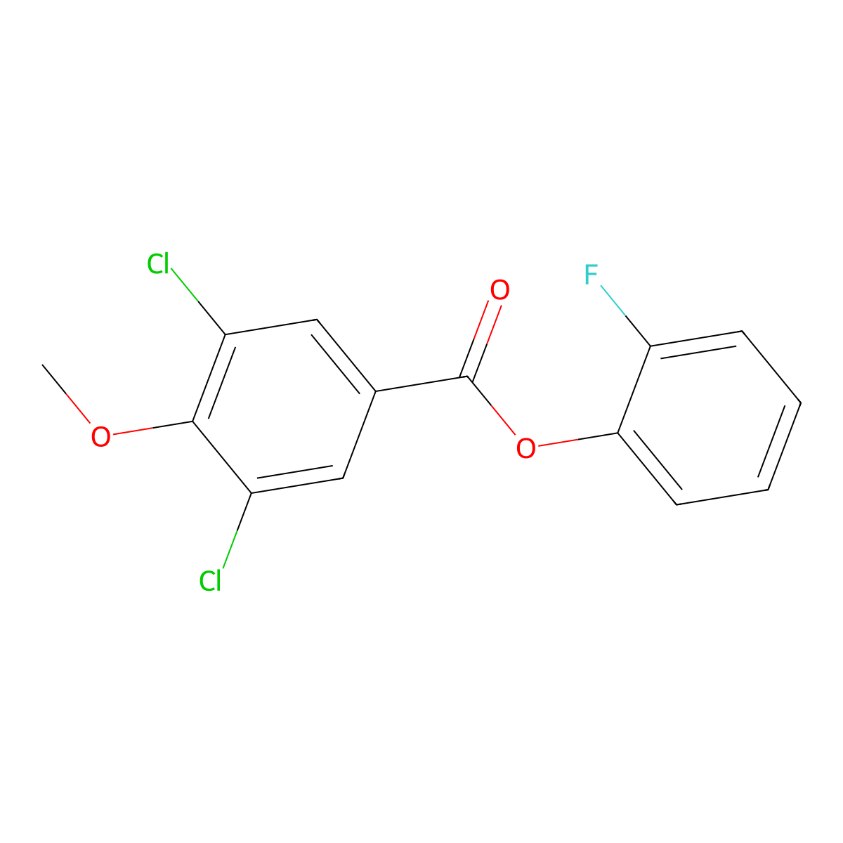 2-Fluorophenyl 3,5-dichloro-4-methoxybenzoate molecular structure, CAS 838817-19-9
