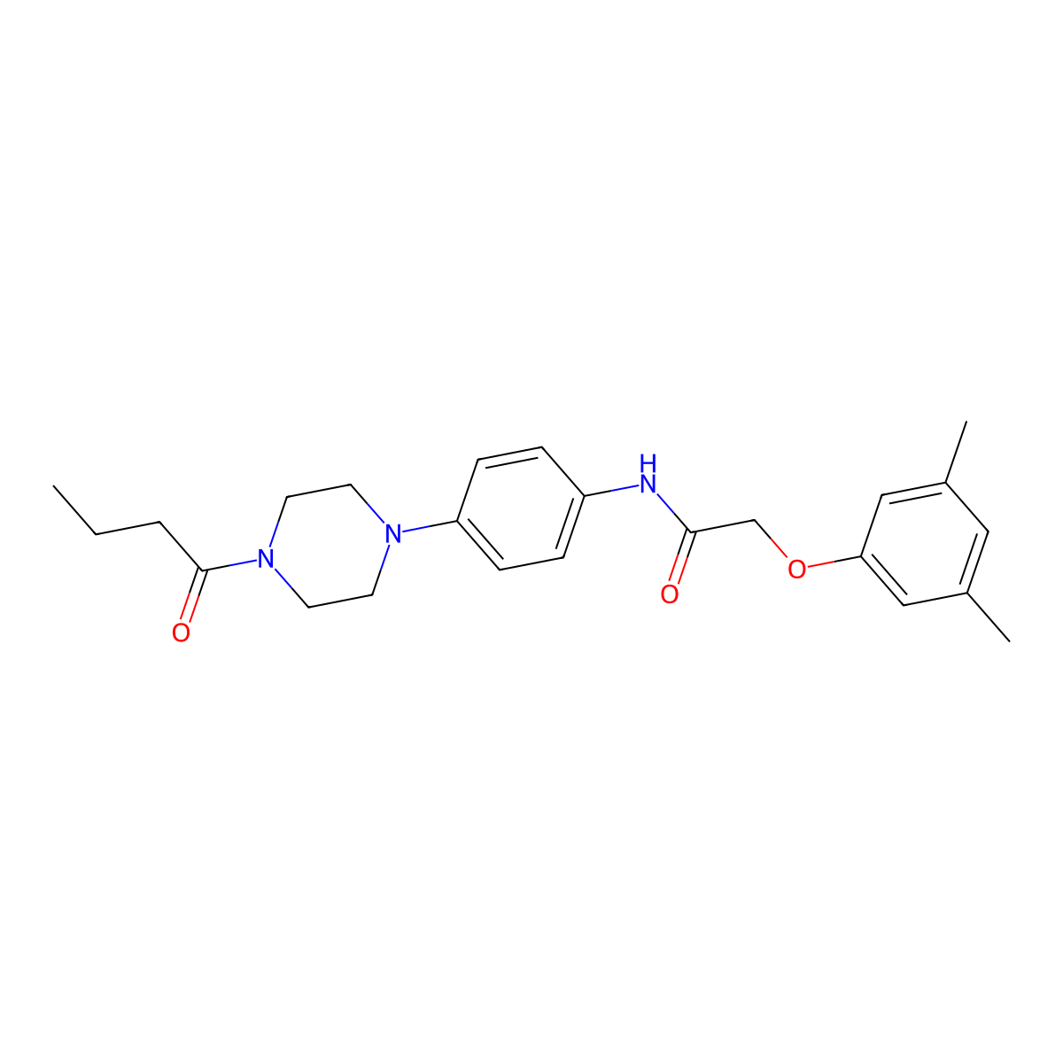 N-[4-(4-butanoylpiperazin-1-yl)phenyl]-2-(3,5-dimethylphenoxy)acetamide molecular structure, CAS 838817-30-4