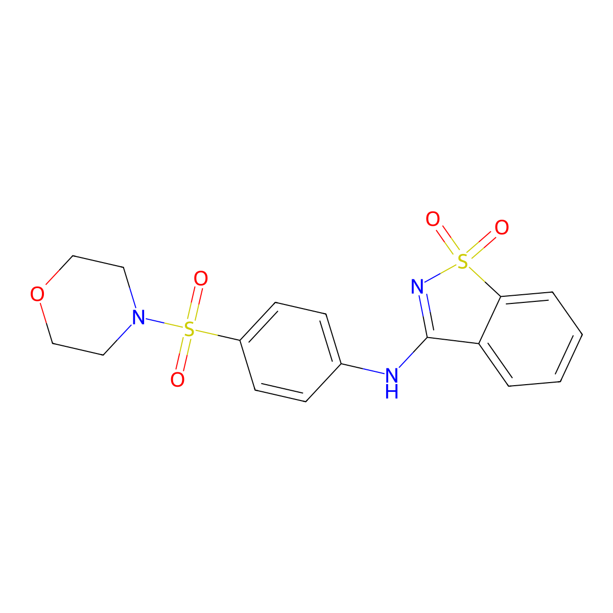 N-(4-morpholin-4-ylsulfonylphenyl)-1,1-dioxo-1,2-benzothiazol-3-amine molecular structure, CAS 838817-35-9