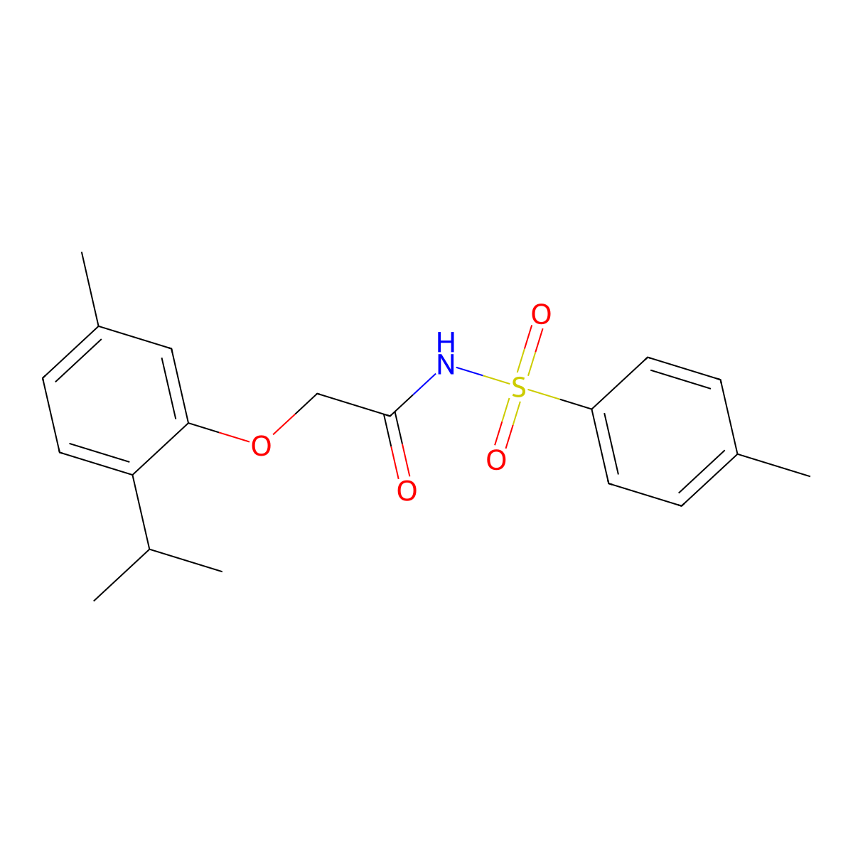 2-(2-isopropyl-5-methylphenoxy)-N-tosylacetamide molecular structure, CAS 838817-42-8