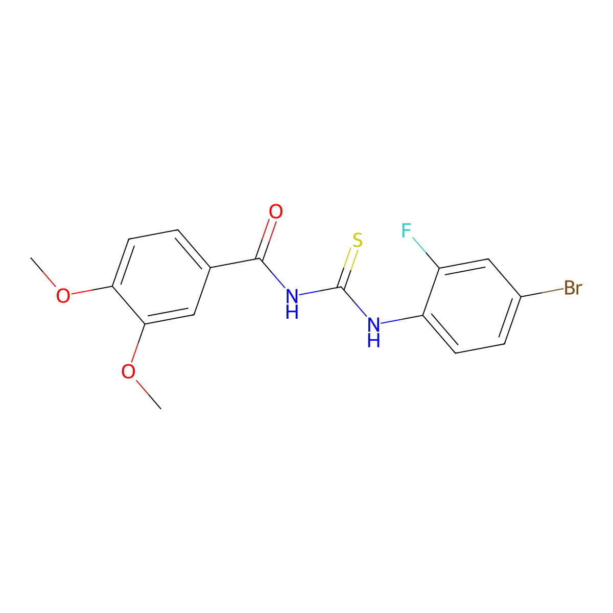 N-[(4-bromo-2-fluorophenyl)carbamothioyl]-3,4-dimethoxybenzamide molecular structure, CAS 838817-73-5