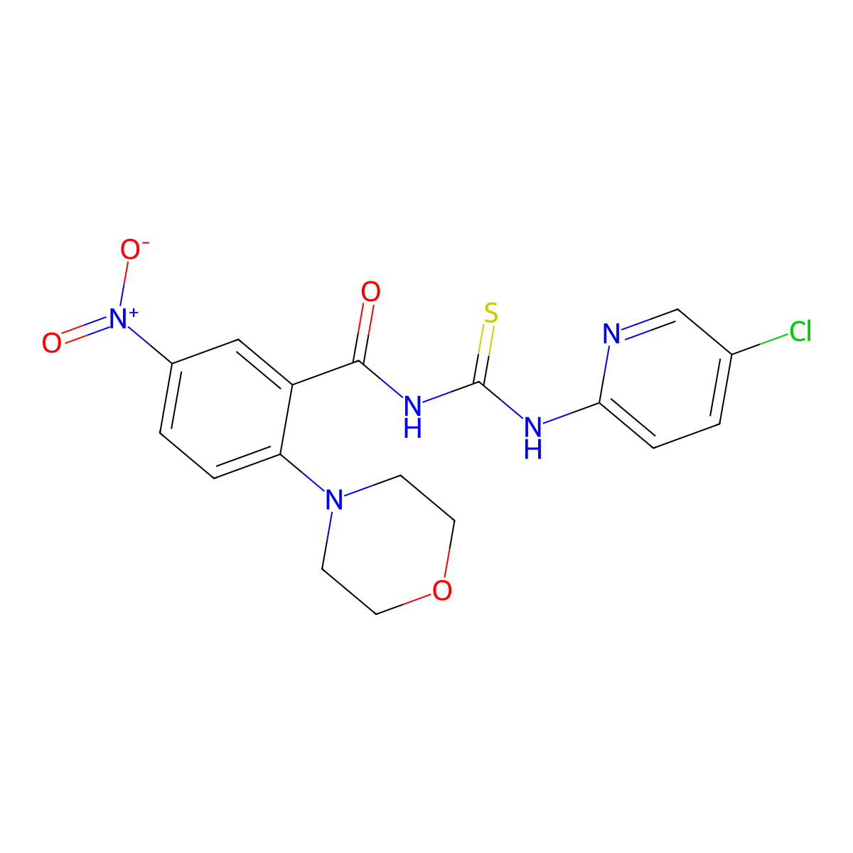 N-[(5-chloropyridin-2-yl)carbamothioyl]-2-morpholin-4-yl-5-nitrobenzamide molecular structure, CAS 838817-82-6
