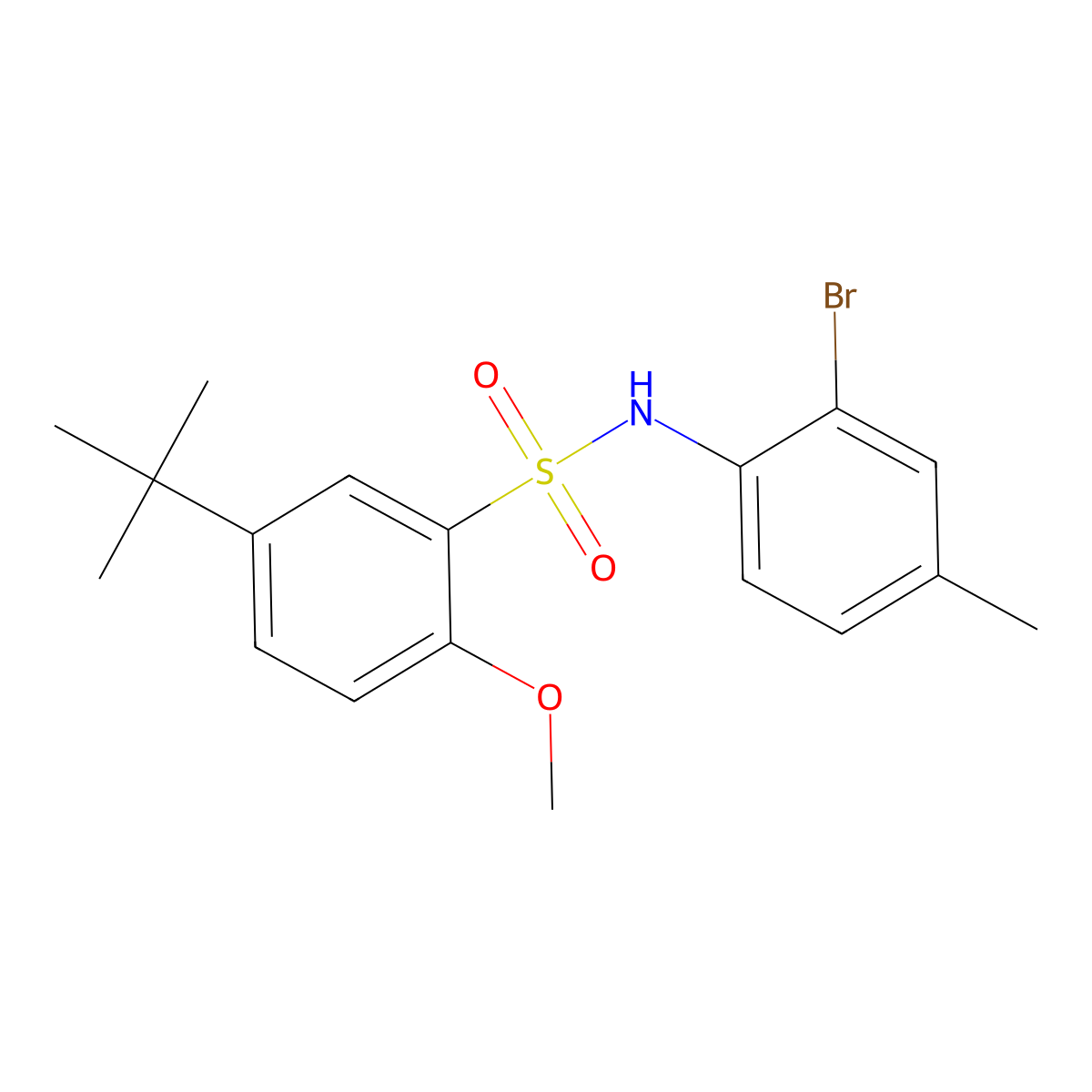 {[5-(Tert-butyl)-2-methoxyphenyl]sulfonyl}(2-bromo-4-methylphenyl)amine molecular structure, CAS 838817-84-8