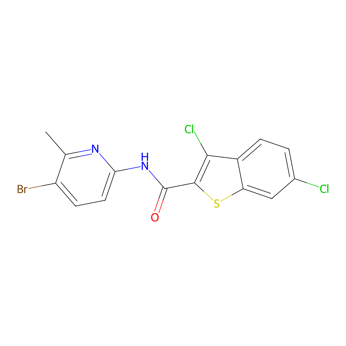 N-(5-bromo-6-methylpyridin-2-yl)-3,6-dichloro-1-benzothiophene-2-carboxamide molecular structure, CAS 838817-91-7