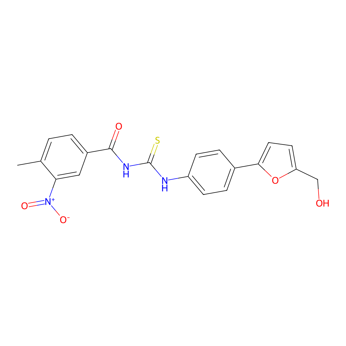 N-[[4-[5-(hydroxymethyl)furan-2-yl]phenyl]carbamothioyl]-4-methyl-3-nitrobenzamide molecular structure, CAS 838818-40-9