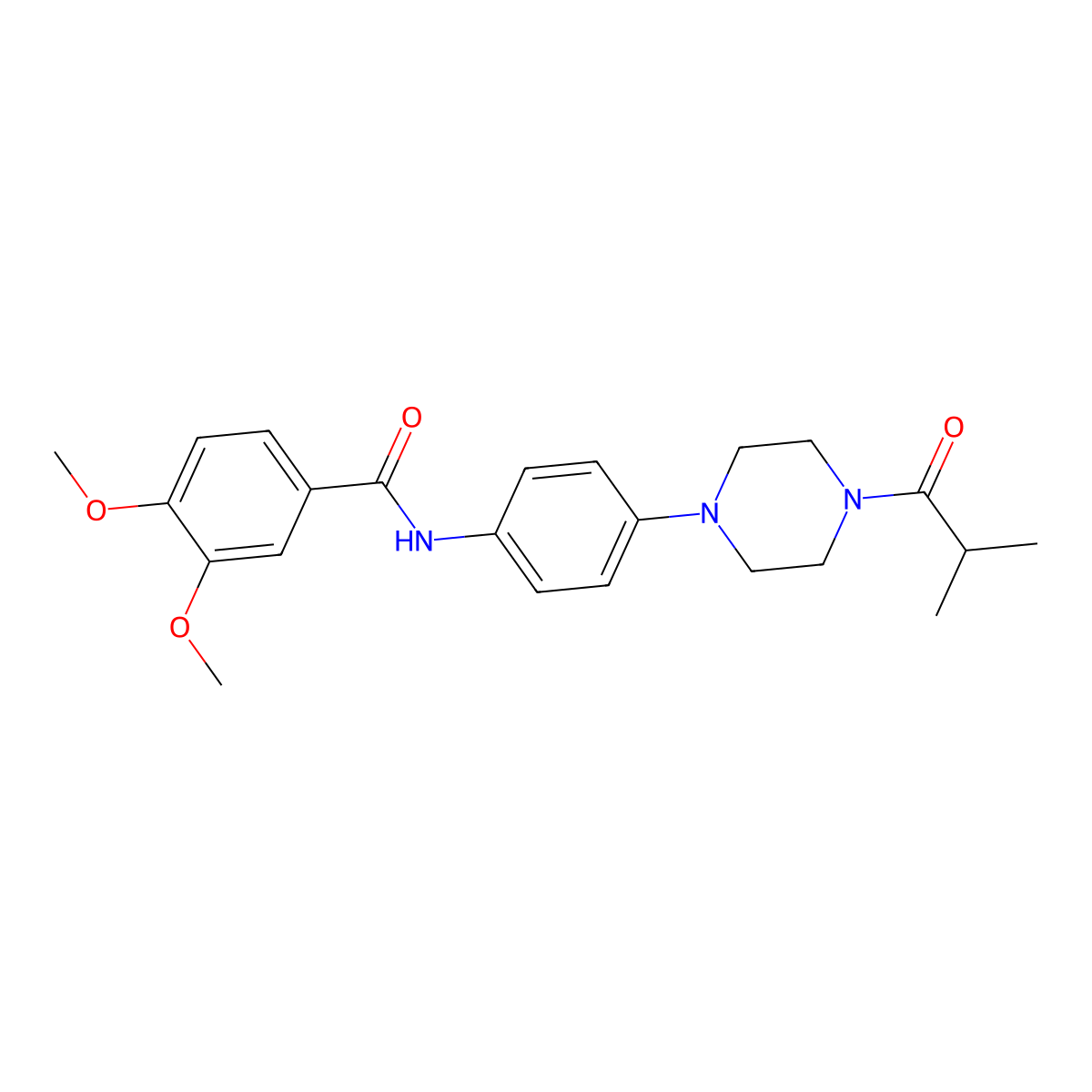 3,4-dimethoxy-N-[4-[4-(2-methylpropanoyl)piperazin-1-yl]phenyl]benzamide molecular structure, CAS 838818-46-5