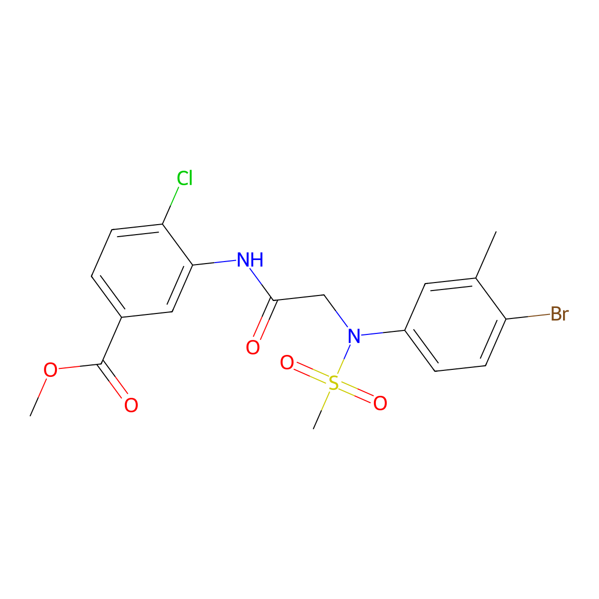 methyl 3-{[N-(4-bromo-3-methylphenyl)-N-(methylsulfonyl)glycyl]amino}-4-chlorobenzoate molecular structure, CAS 838818-50-1