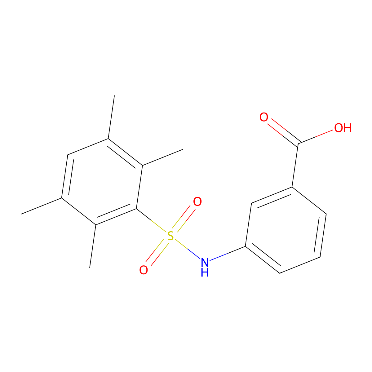 3-{[(2,3,5,6-Tetramethylphenyl)sulfonyl]amino}benzoic acid molecular structure, CAS 838818-53-4