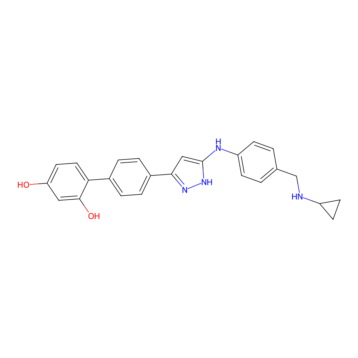 4'-[5-[[3-[(Cyclopropylamino)methyl]phenyl]amino]-1h-Pyrazol-3-Yl]-[1,1'-Biphenyl]-2,4-Diol molecular structure, CAS 838823-31-7