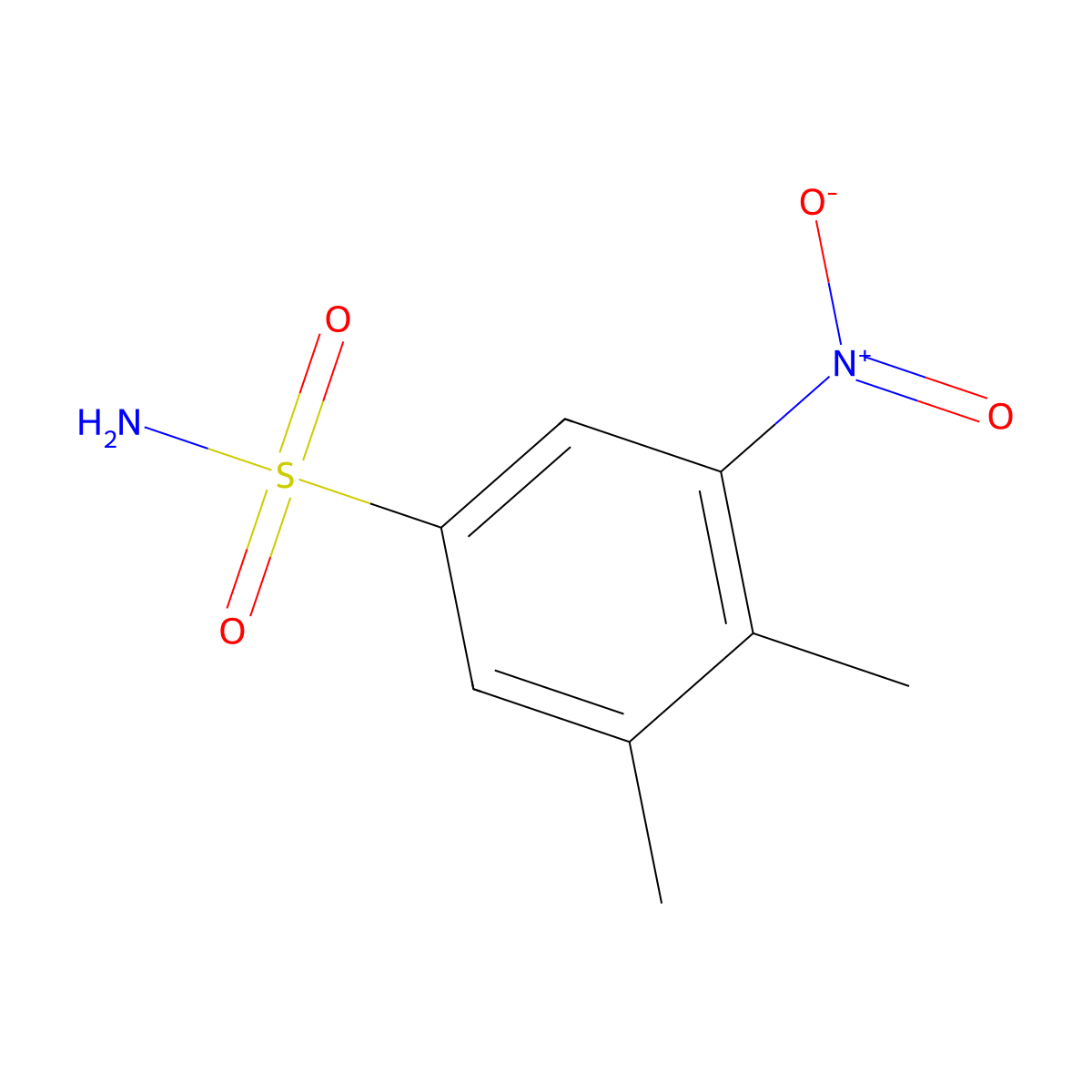 3,4-Dimethyl-5-nitrobenzene-1-sulfonamide molecular structure, CAS 838838-15-6