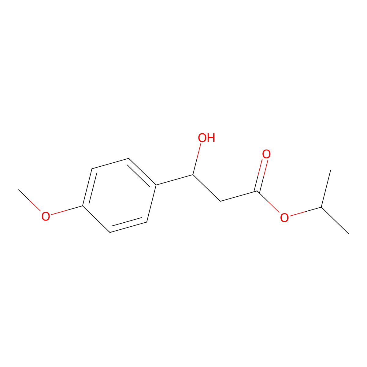 Isopropyl 3-hydroxy-3-(4-methoxyphenyl)propanoate molecular structure, CAS 838841-68-2