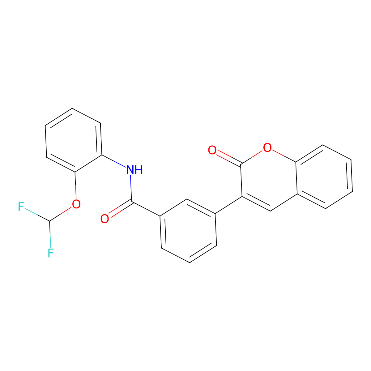 N-[2-(difluoromethoxy)phenyl]-3-(2-oxochromen-3-yl)benzamide molecular structure, CAS 838842-21-0